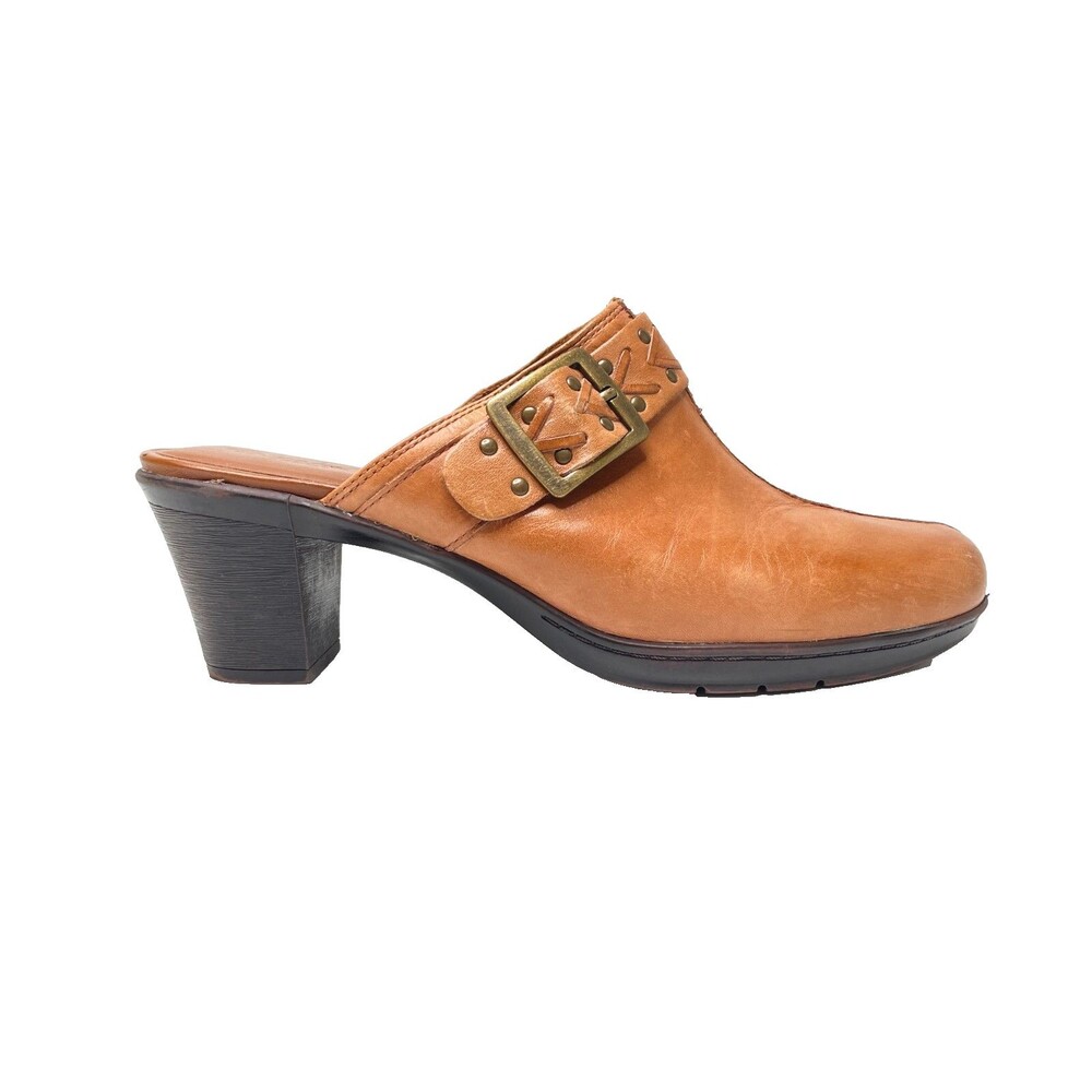 CLARKS Bendables Mirabelle Brown Leather Slip On Mules  83546 Women's Size 11